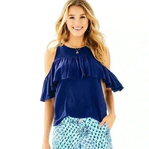 Lilly Pulitzer Lyra top navy blue size Small
